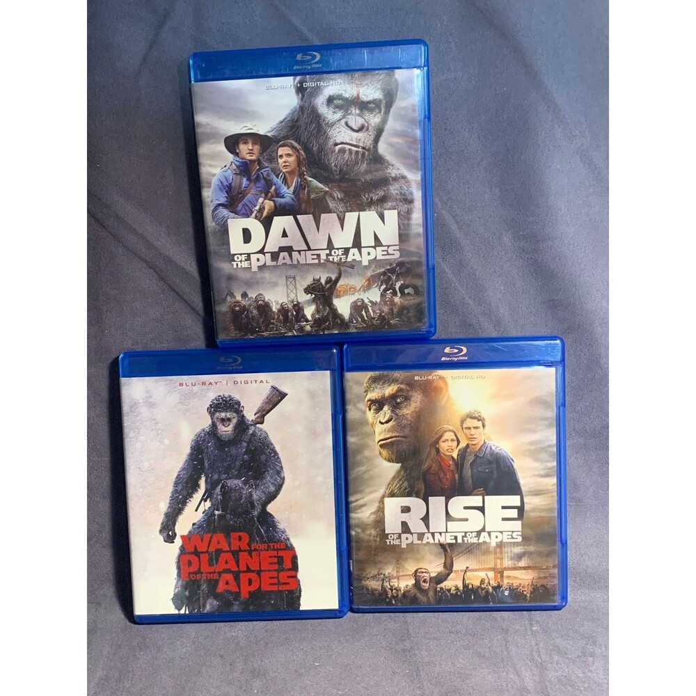 Planet of the Apes 3 disc lot Dawn/Rise/War (Blu-ray)